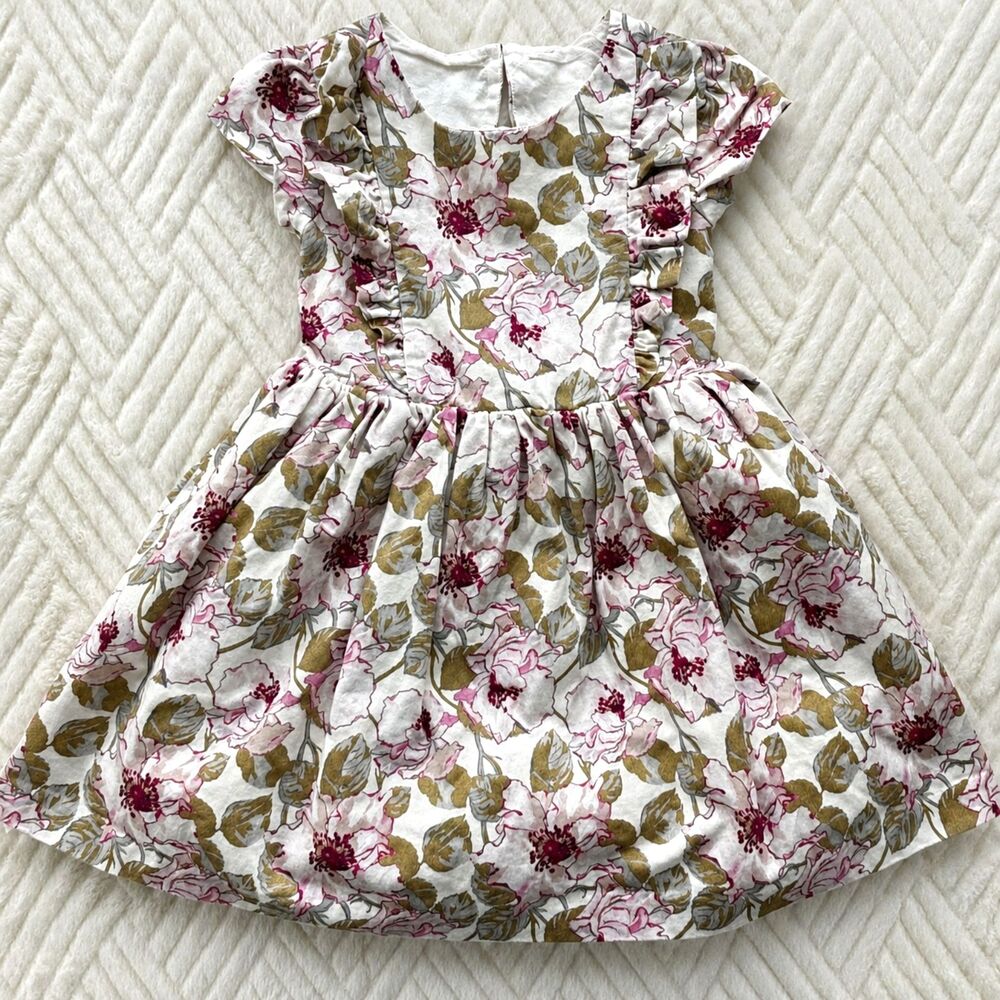 Janie and Jack Baby Girls 18-24M Pink White Floral Ruffle Tulle Party Dress